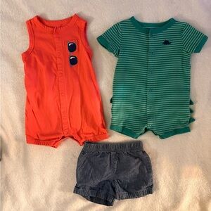 9m Carter’s Baby Romper Set with Denim Shorts